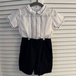 Feltman Brothers Bobby Suit Feather Stitches 24 Months Navy